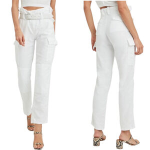 RtA Salinger Belted Cotton Cargo‎ Pants In White Size Small